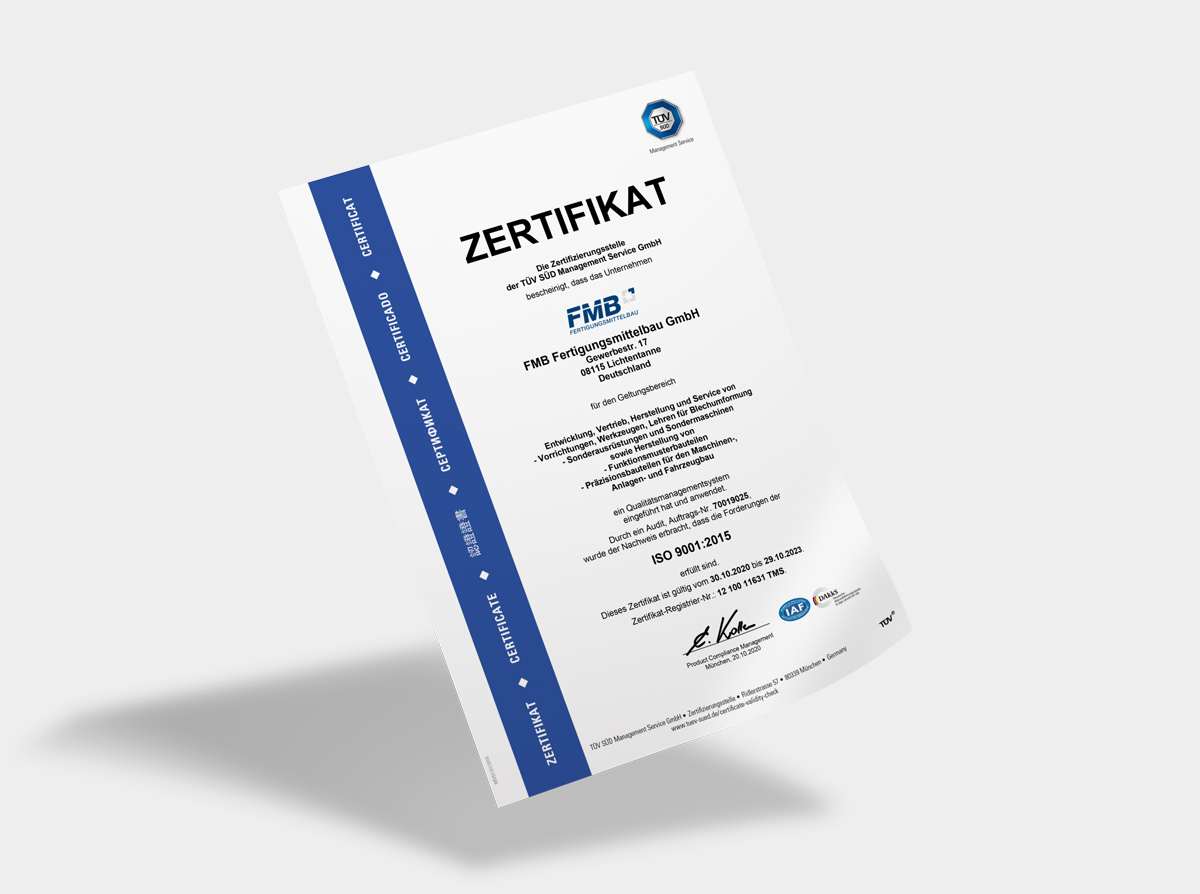 ISO 9001:2015 Zertifikat 2020